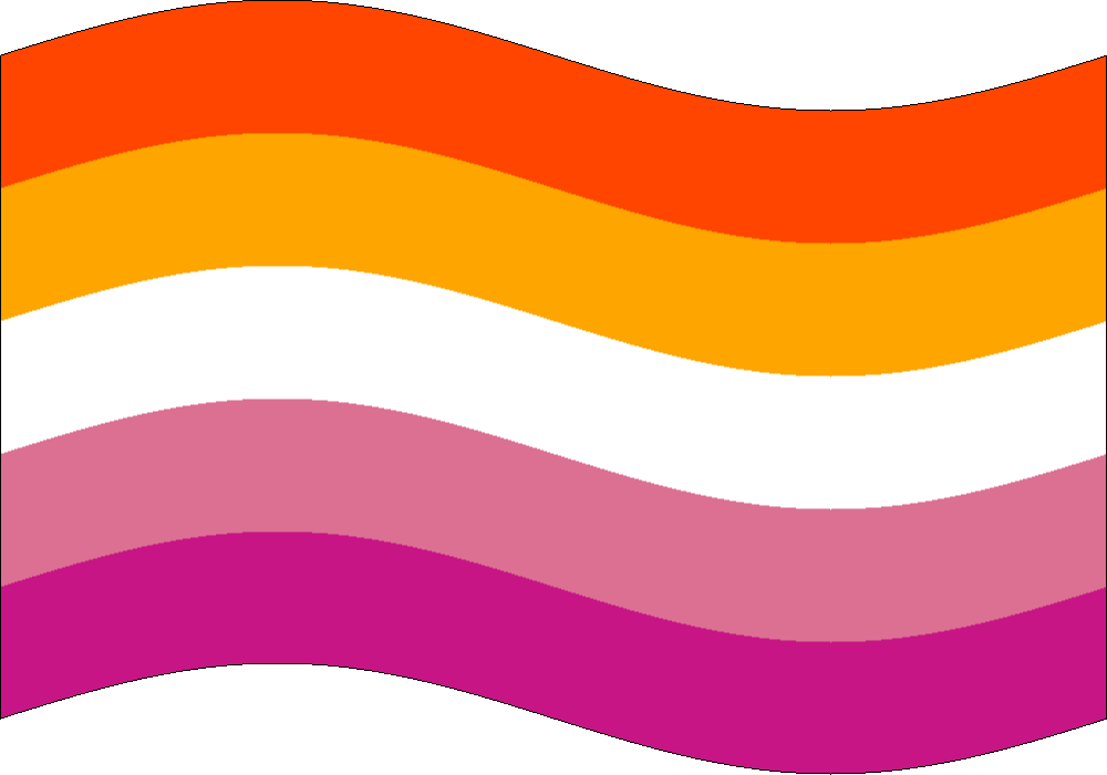 Waving lesbian pride flag.